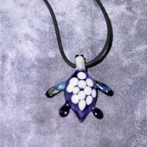 Glass Turtle Pendant Necklace by FireChilde Glass. NWOT